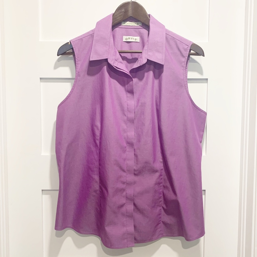 Orvis Wrinkle Free Cotton Button Up Sleeveless Top